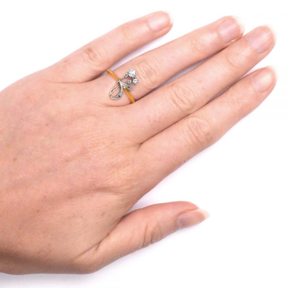 Art Nouveau 14ct Gold & Platinum, Diamond Ring