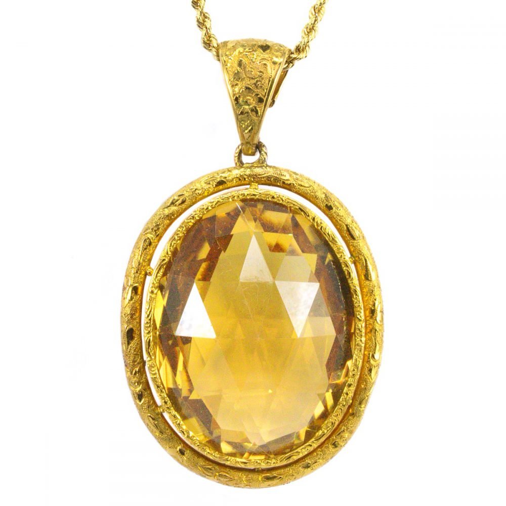 Late Victorian Citrine Pendant in 14ct Gold