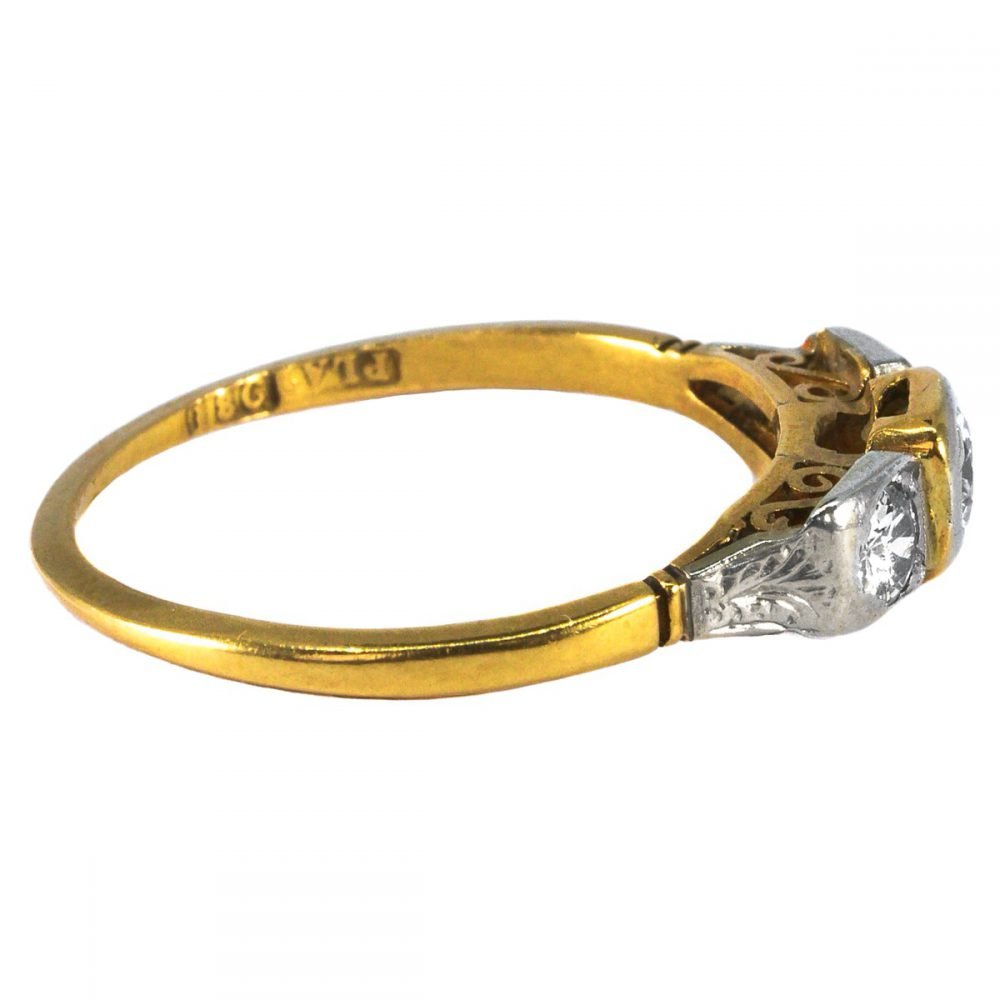 Edwardian 18ct Gold & Platinum, Diamond Trilogy Ring