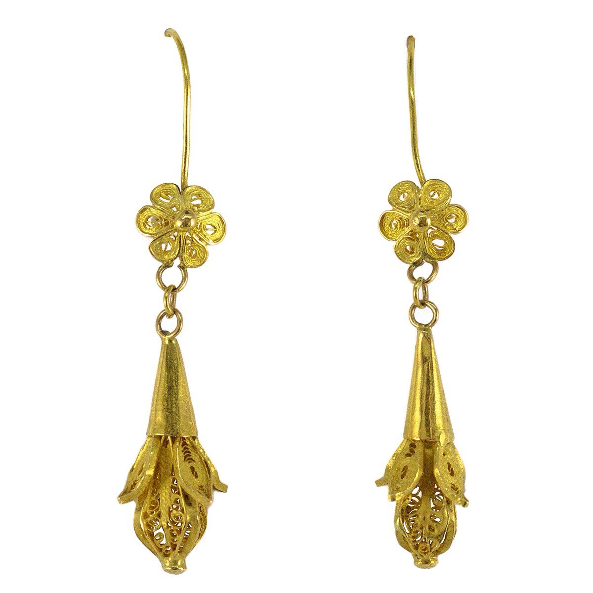 Antique 14ct Gold Filigree Drop Earrings - Antique And Vintage Elegance ...