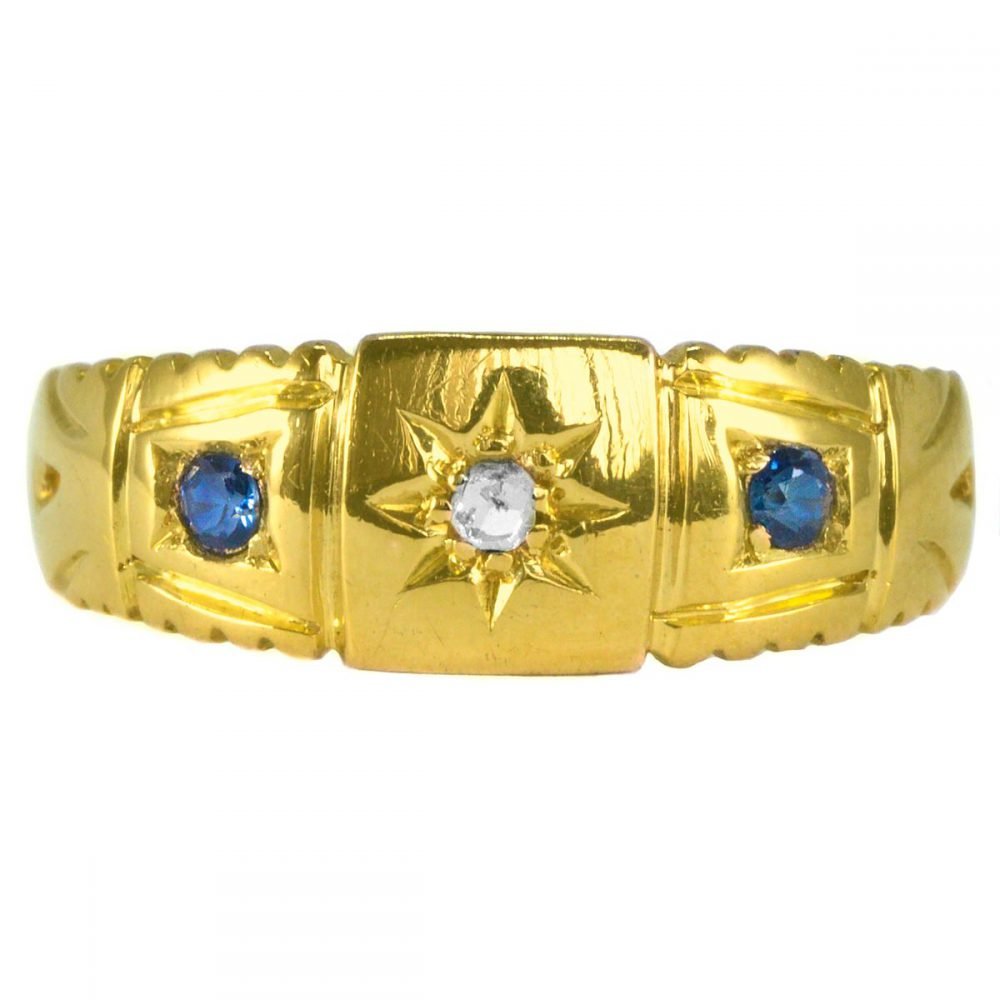 Edwardian 18ct Gold, Diamond & Sapphire Ring