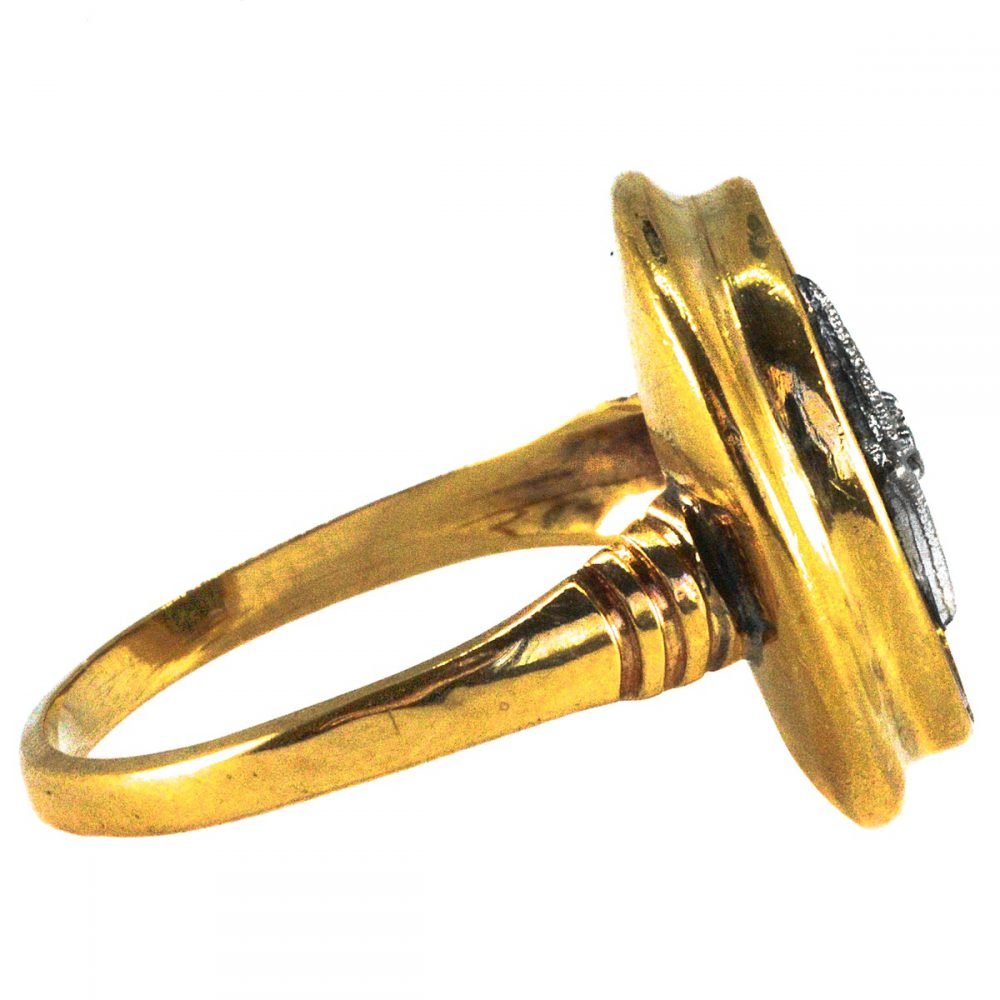Art Deco 10ct Gold, Onyx and Diamond Ring