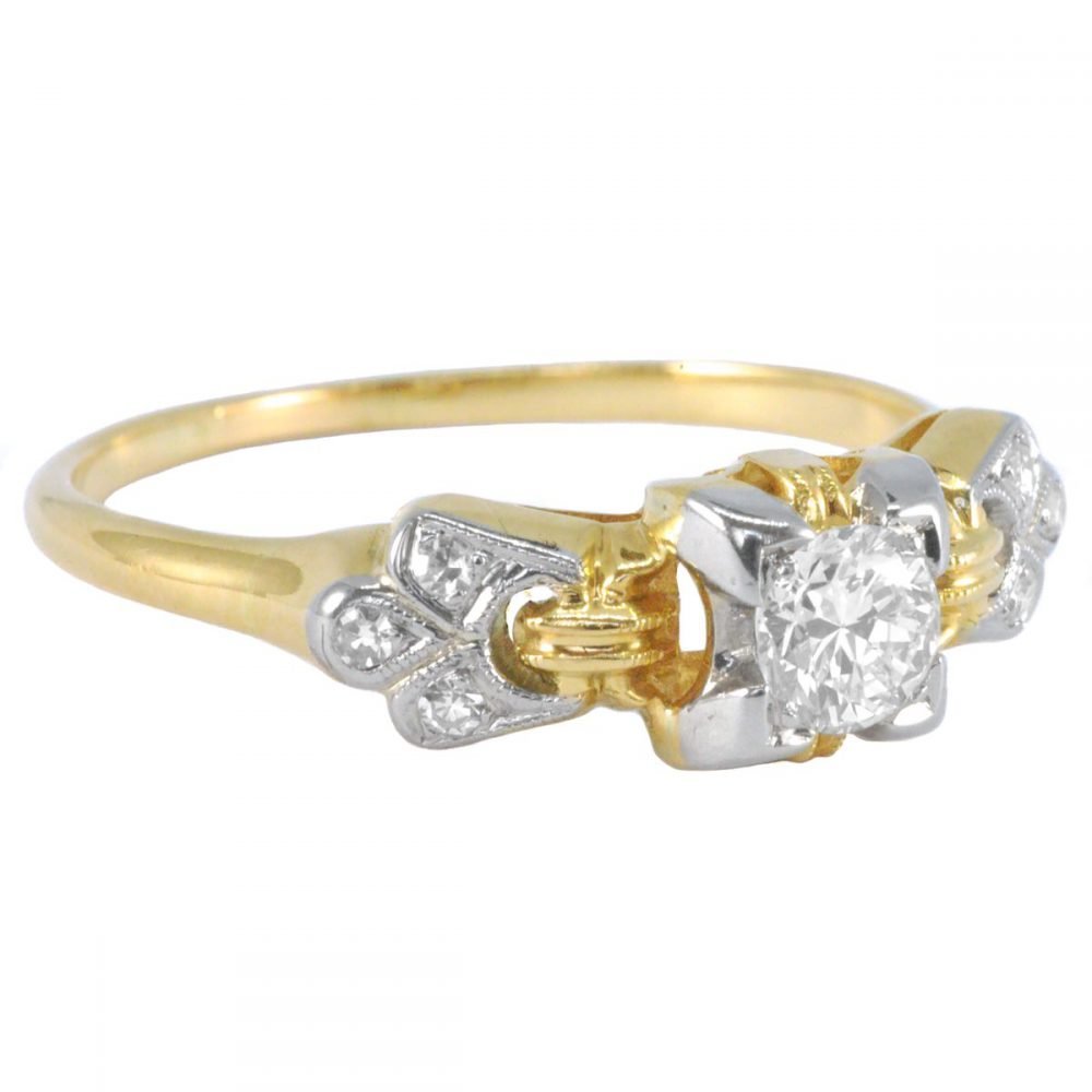 Art Deco 14ct Gold, Diamond Ring
