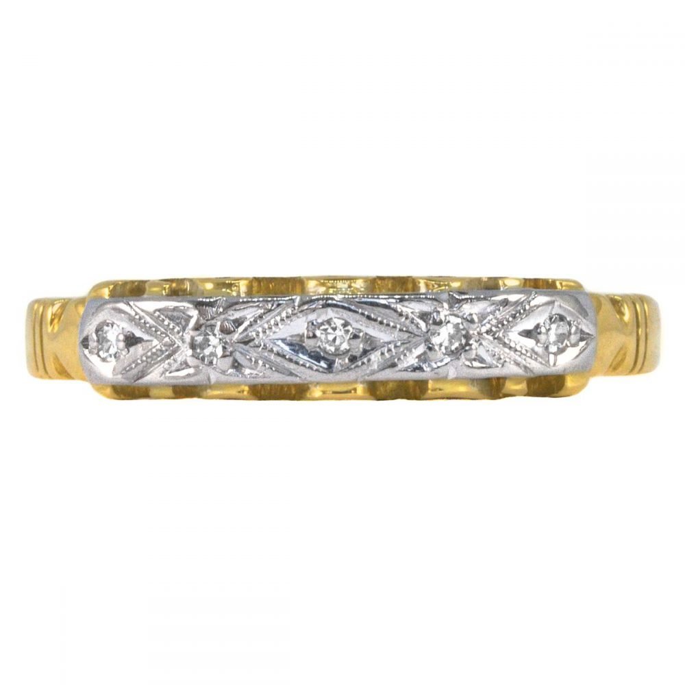 Art Deco 18ct Gold & Platinum, Diamond-Set Band