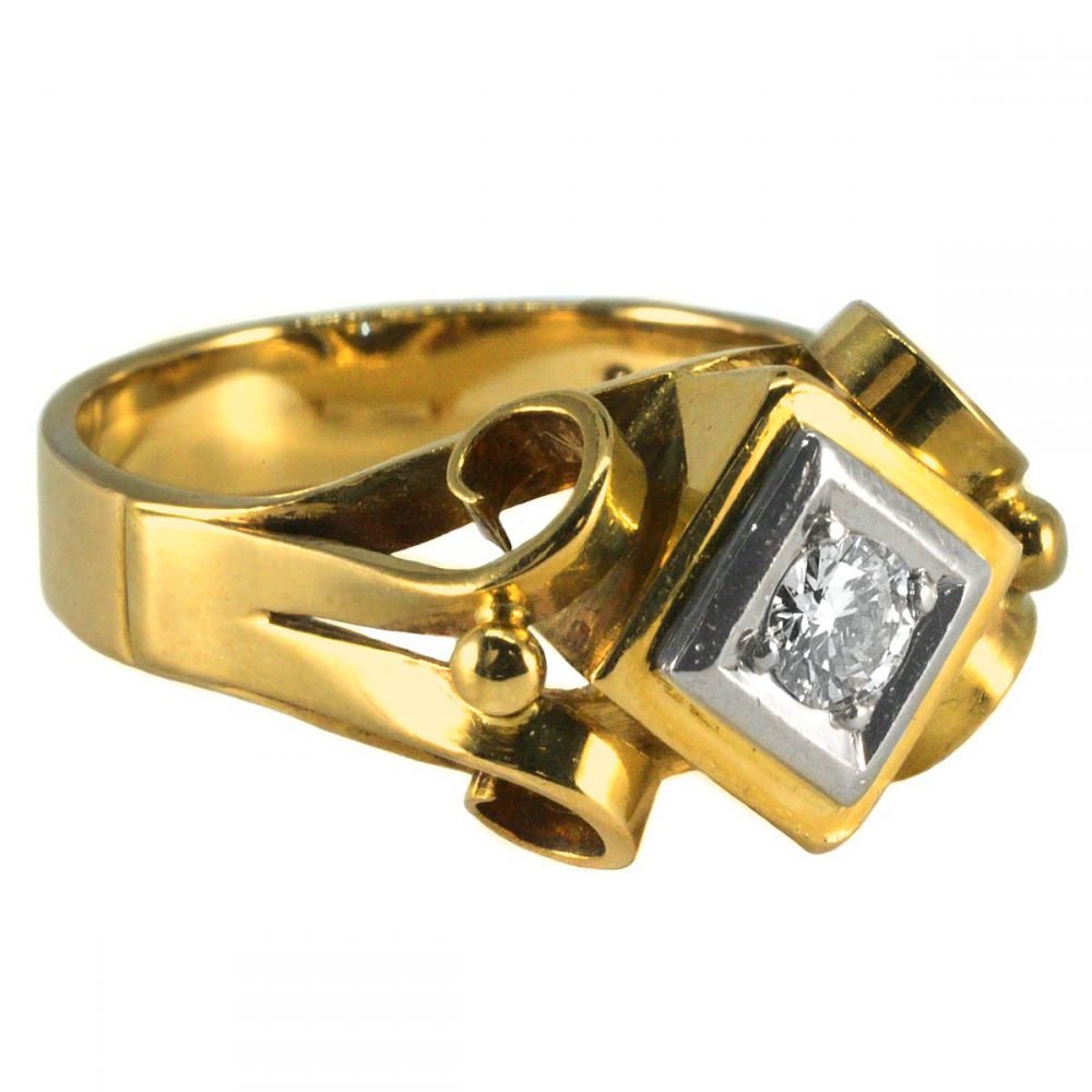 Retro 14ct Gold, Diamond Ring