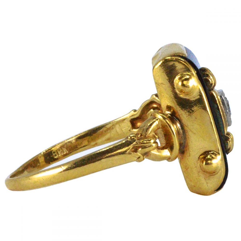 Art Deco 10ct Gold, Onyx & Diamond Ring