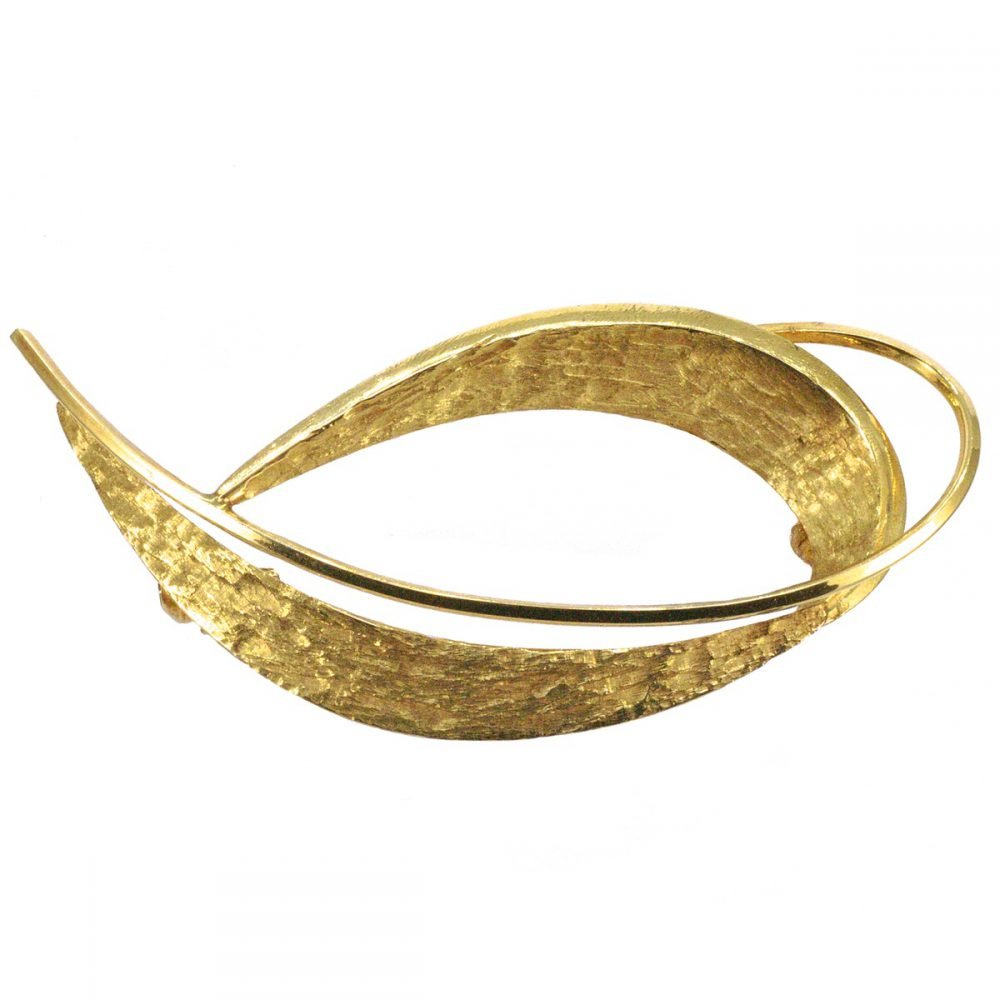 Vintage 14ct Gold, Abstract Leaf Brooch