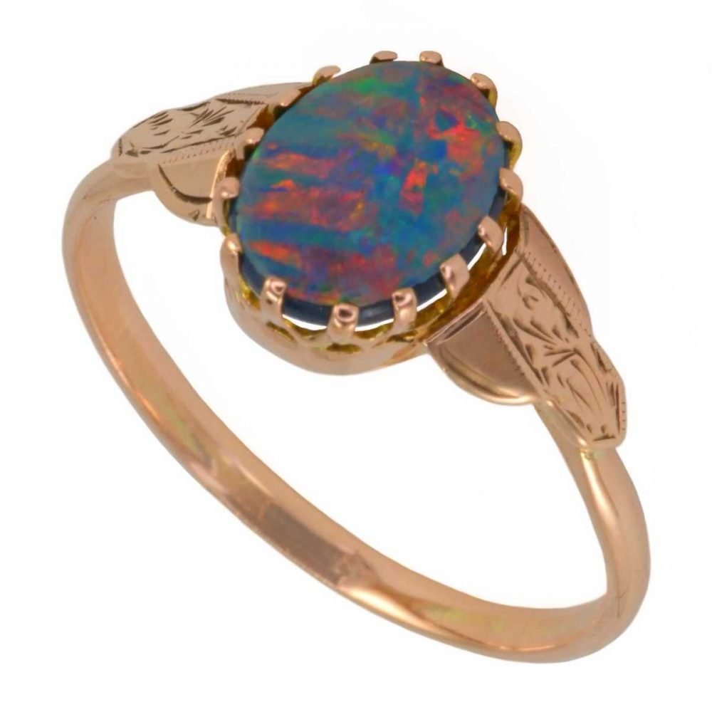 Antique 9ct Rose Gold, Opal Ring