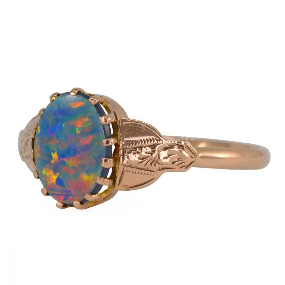 Antique 9ct Rose Gold, Opal Ring - Image 4