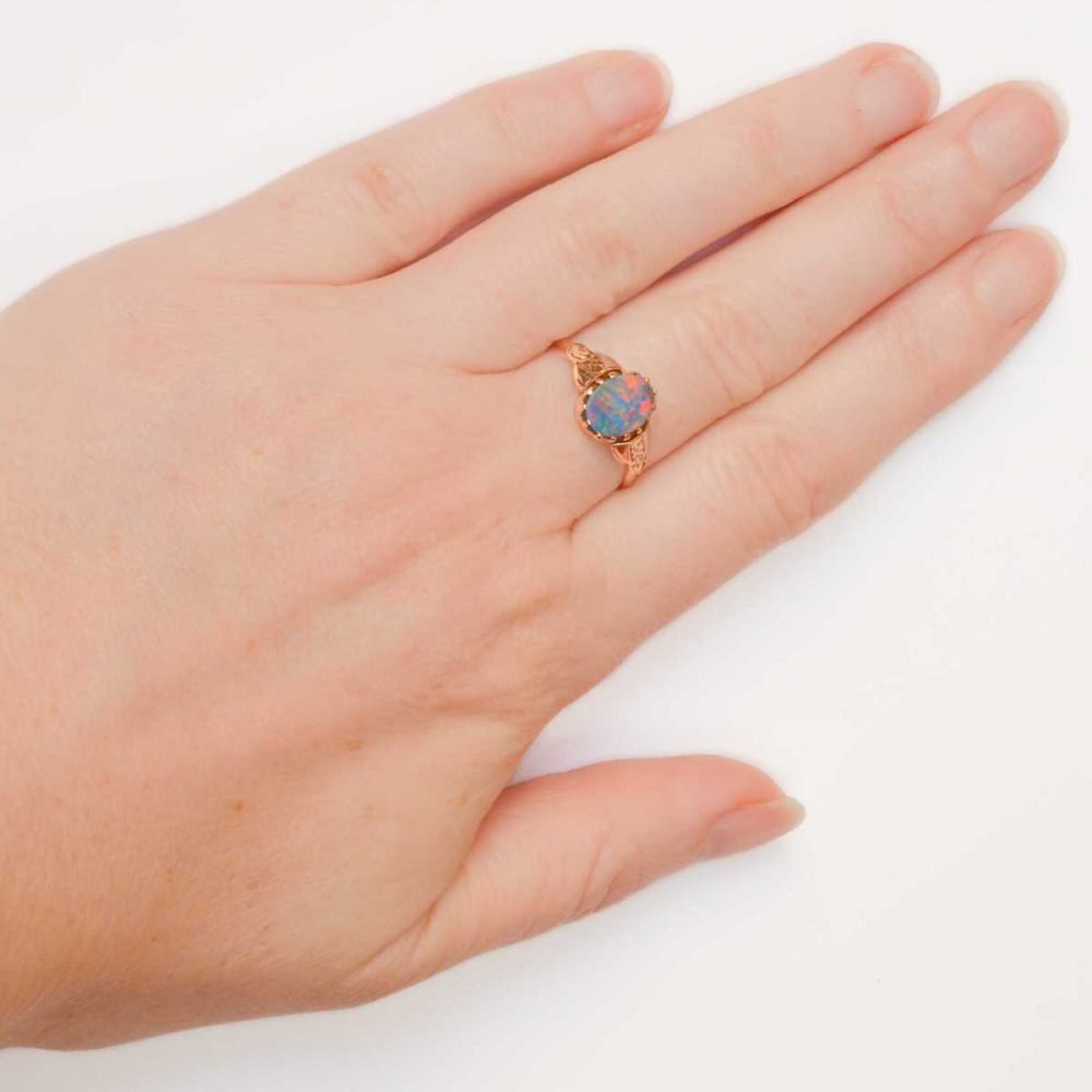 Antique 9ct Rose Gold, Opal Ring - Image 6