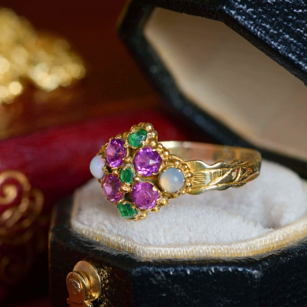 Antique Victorian 9ct Gold, Paste Cluster Ring - Image 5