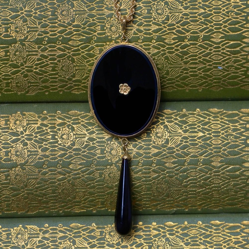 Victorian 14ct Gold, Onyx Drop Pendant
