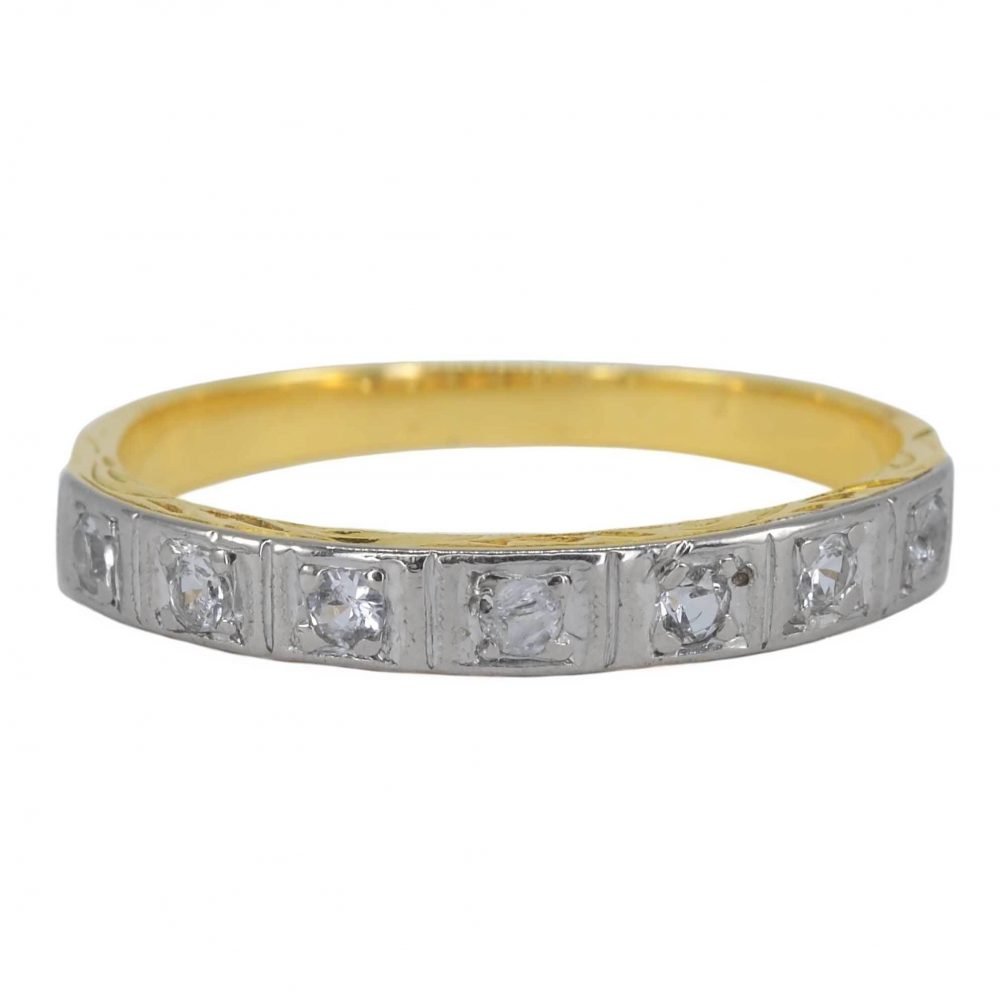 Art Deco 18ct Gold, Diamond Band Ring