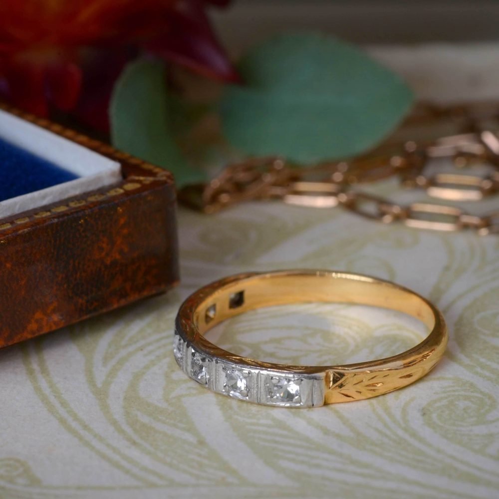 Art Deco 18ct Gold, Diamond Band Ring - Image 3