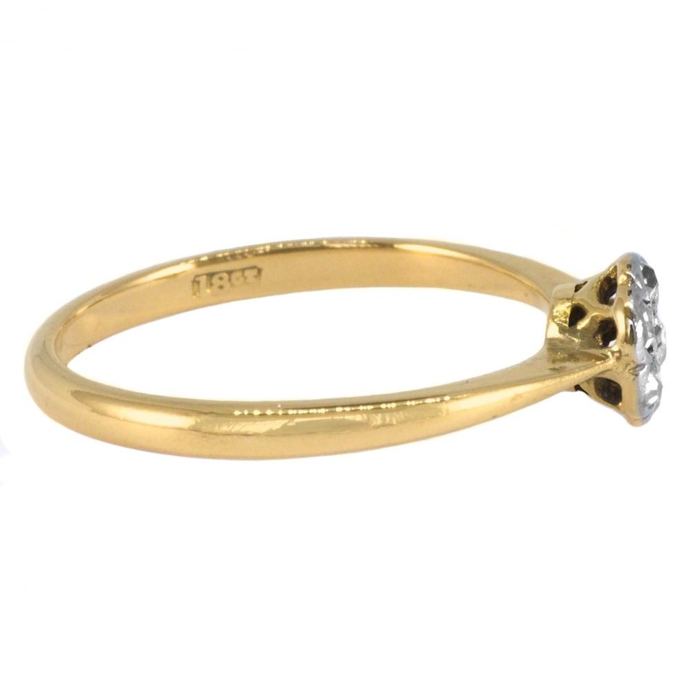 Art Deco 18ct Gold, Diamond Daisy Ring - Image 4