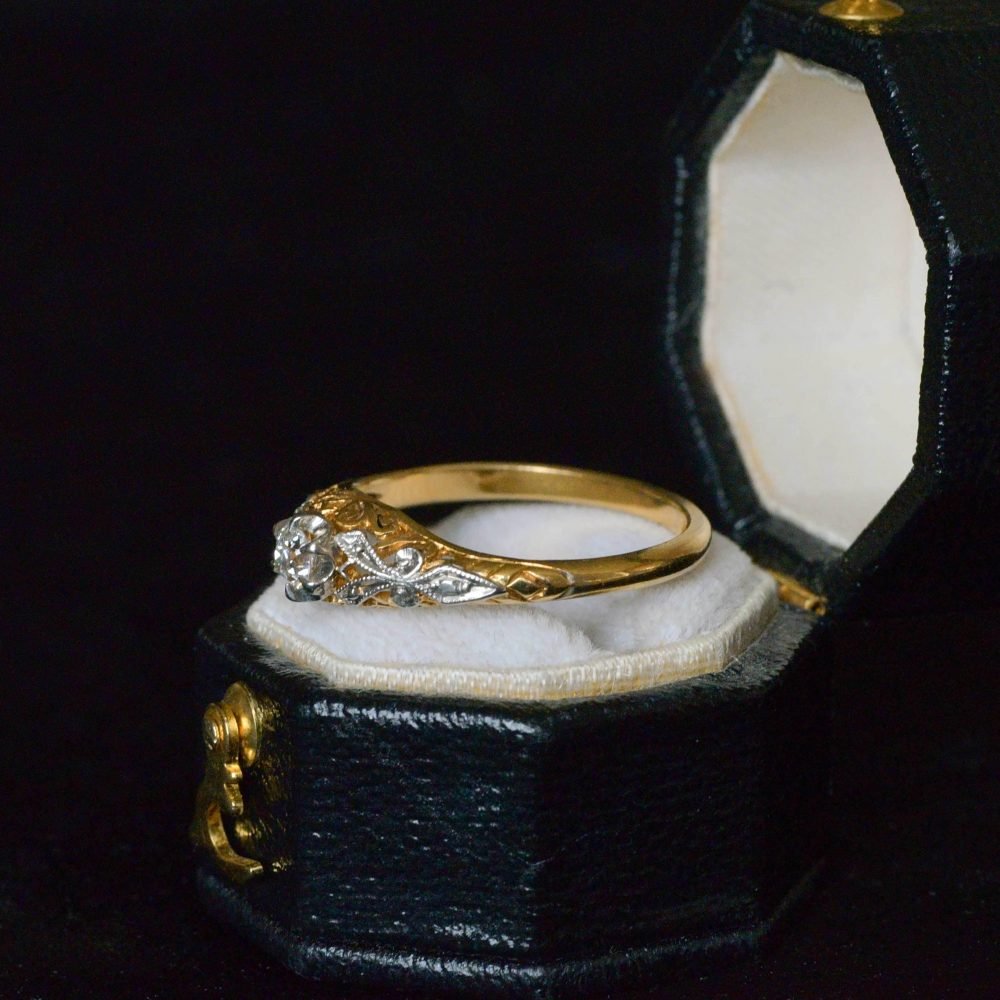 Edwardian 18ct Gold, Diamond Filigree Ring - Image 3