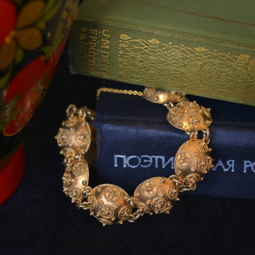 Imperial Russian Gilt Cannetille Bracelet - Image 4