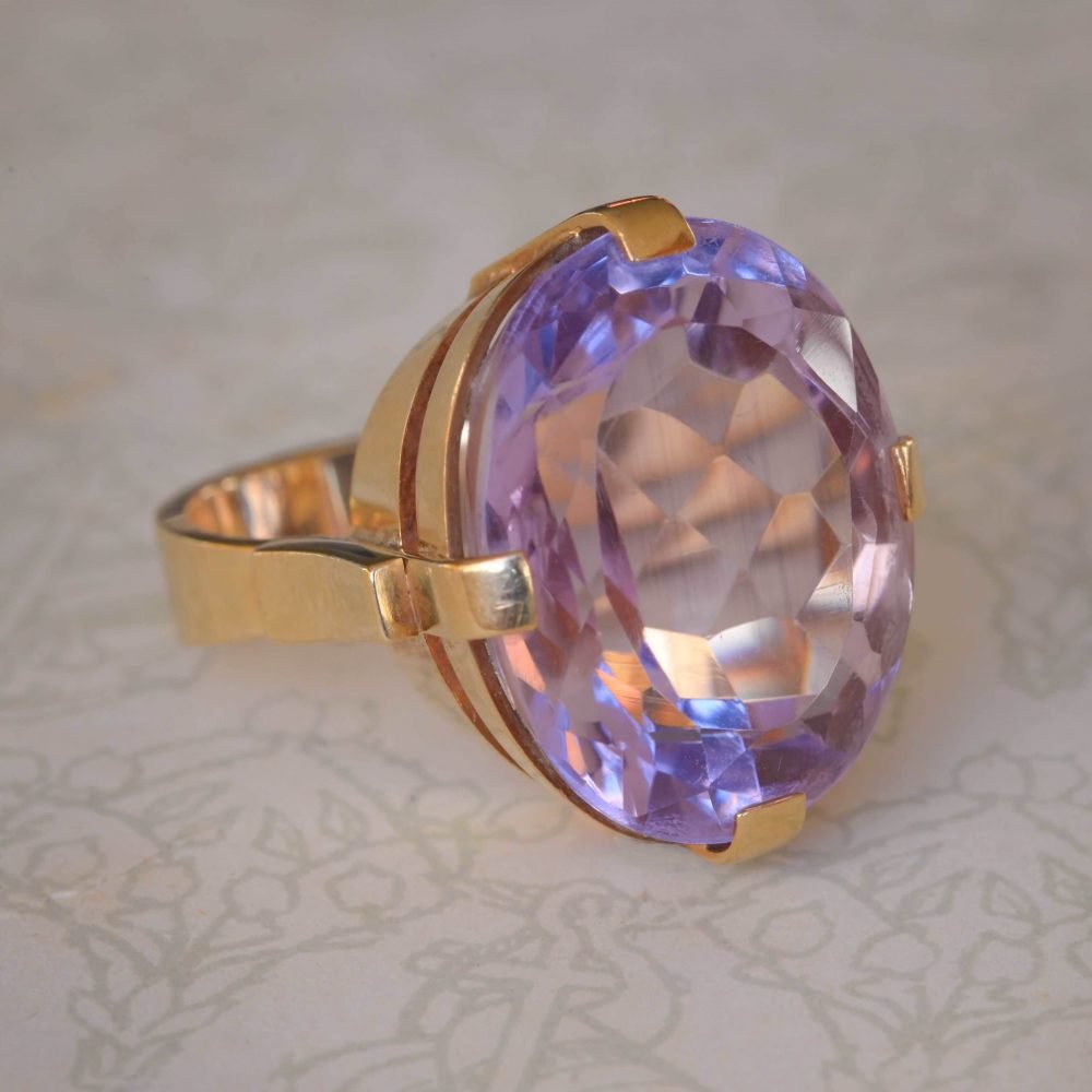 Vintage 14ct Gold, Amethyst Dress Ring - Image 5
