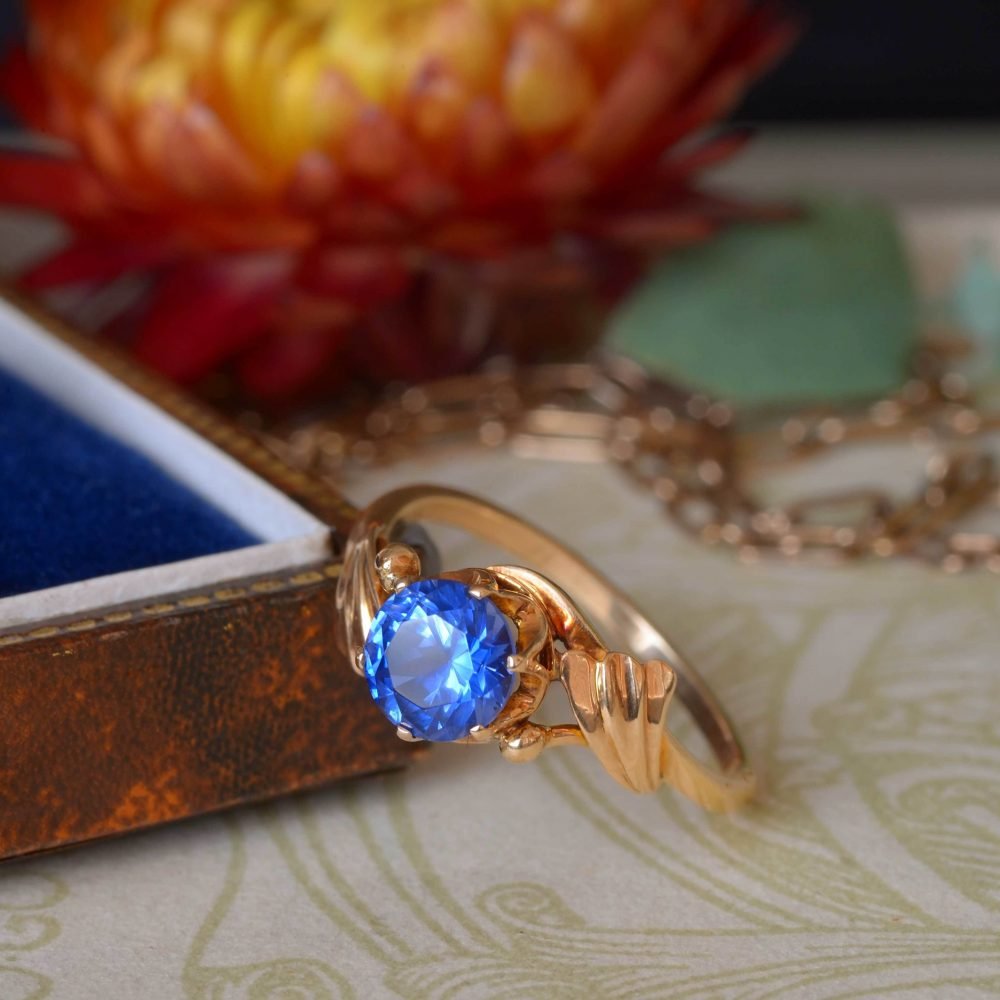 Vintage 14ct Rose Gold, Sapphire Ring