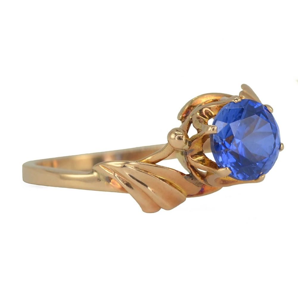 Vintage 14ct Rose Gold, Sapphire Ring - Image 6