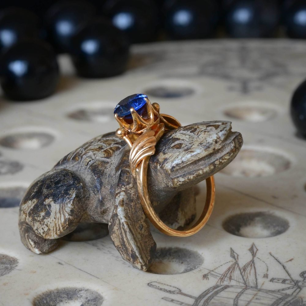 Vintage 14ct Rose Gold, Sapphire Ring - Image 4