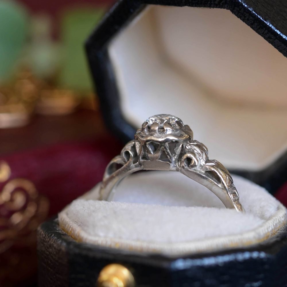 Art Deco 18ct White Gold, Diamond Solitare Ring - Image 6