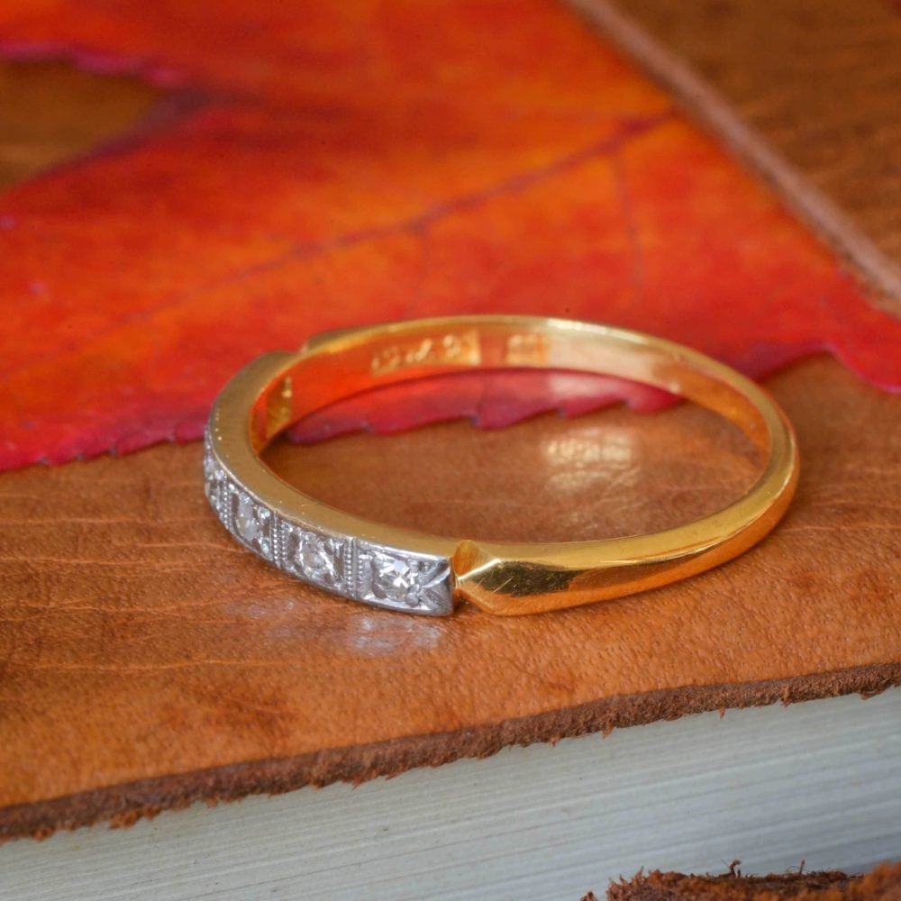 Art Deco 18ct Gold & Platinum, Diamond Ring - Image 4