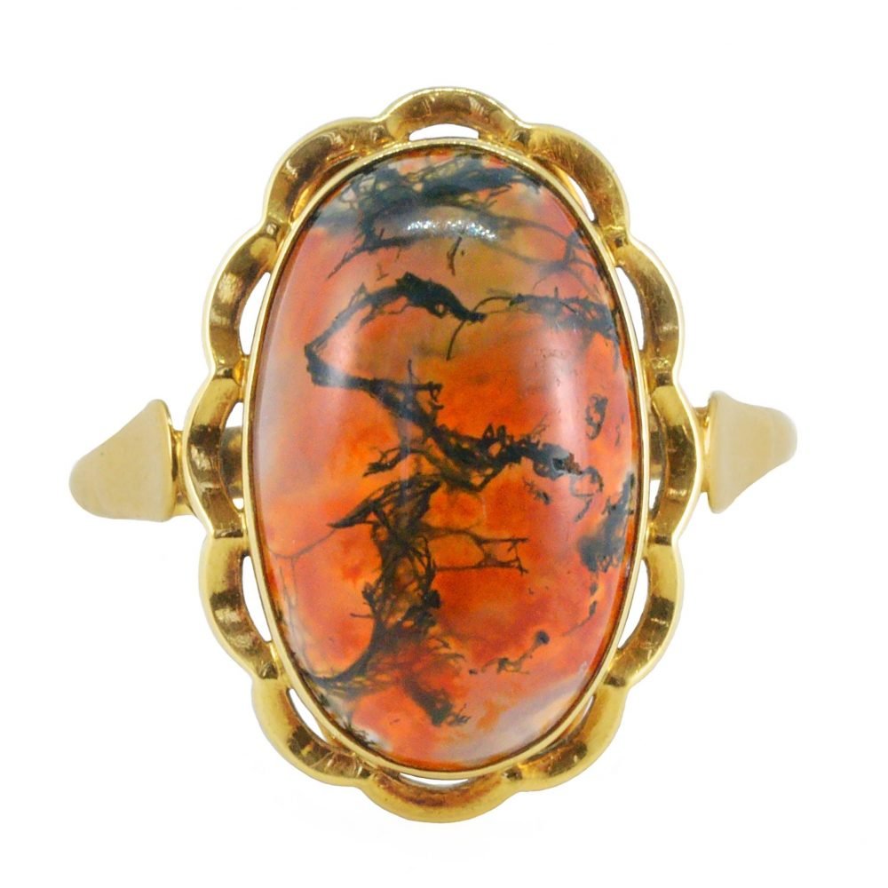 Vintage 14ct Gold, Moss Agate Ring - Image 3