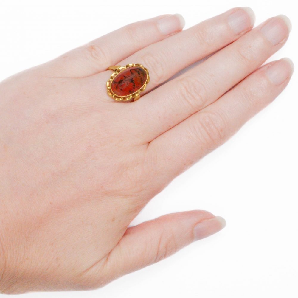 Vintage 14ct Gold, Moss Agate Ring - Image 6