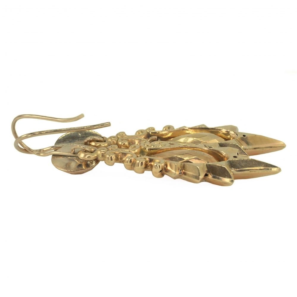 Victorian 9ct Gold, Starburst Pendant Earrings - Image 3