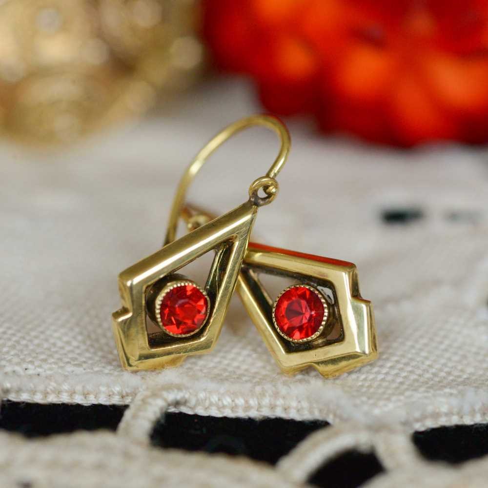 Antique Edwardian 14ct Gold, Paste-Set Dormeuse Earrings