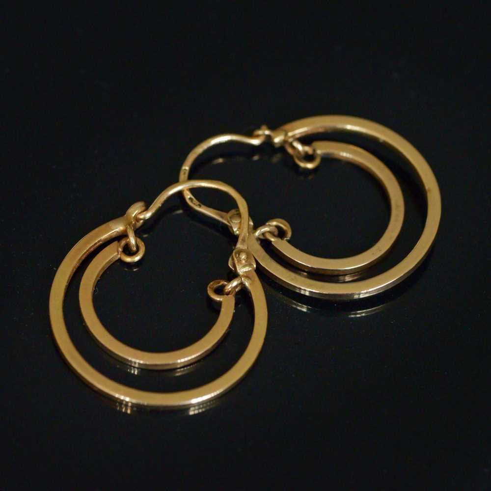 Retro 14ct Gold, Double-Hoop Earrings