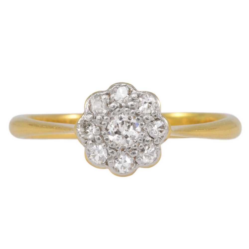 Art Deco 18ct Gold Diamond Daisy Cluster Ring