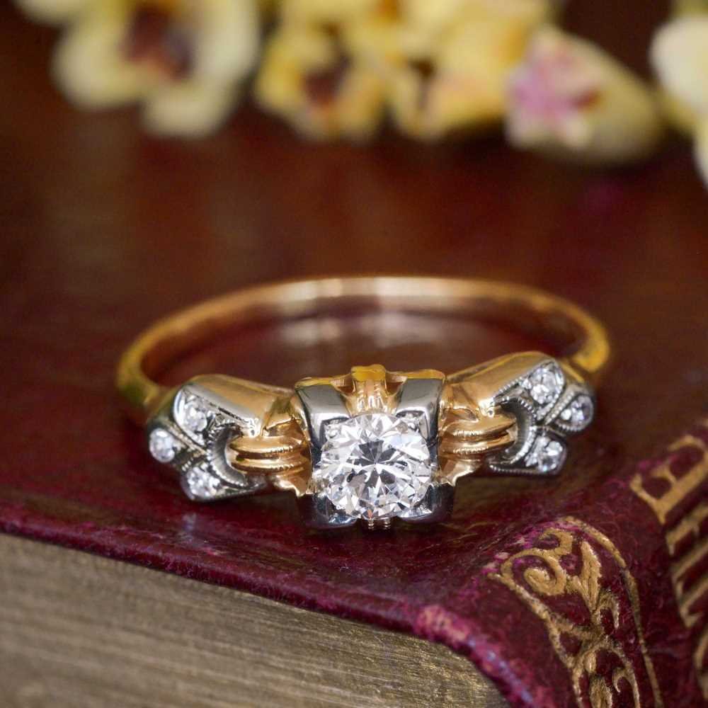 Art Deco 14ct Gold, Diamond Ring