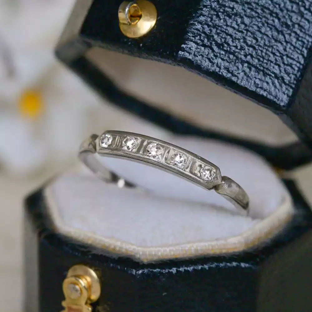 Art Deco Diamond Band Ring in 10ct White Gold