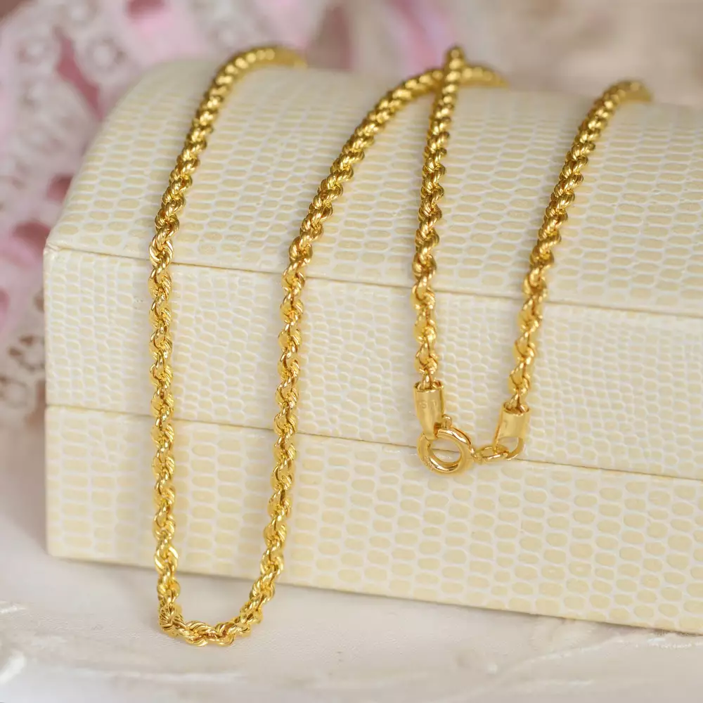 Vintage Rope Chain Necklace in 14ct Yellow Gold
