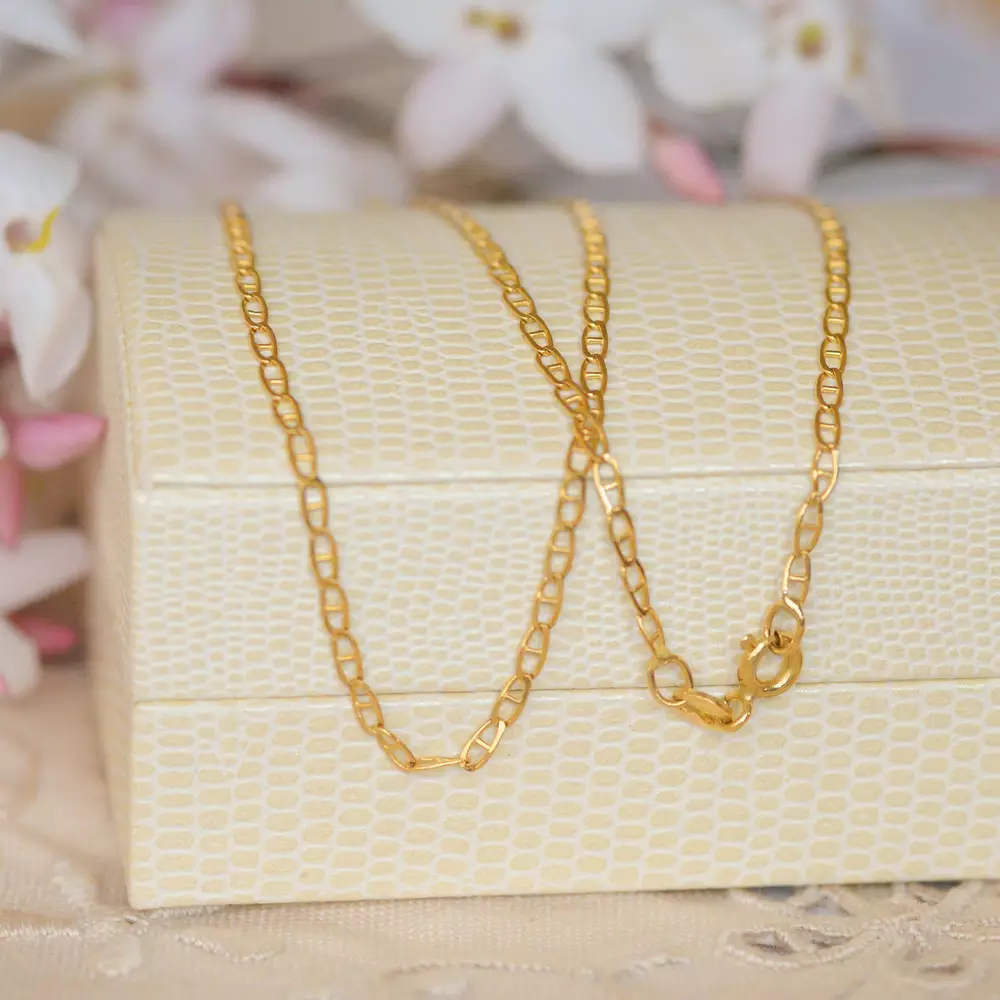 Vintage Italian Mariner Link Necklace in 14ct Gold