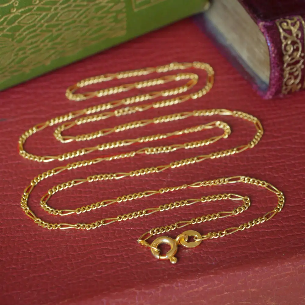Vintage Italian Fine Figaro-Link Necklace in 14ct Gold