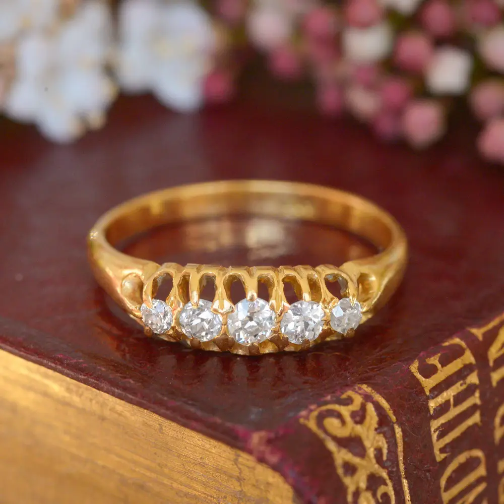 Antique 5-Stone Diamond Ring in 18ct Yellow Gold