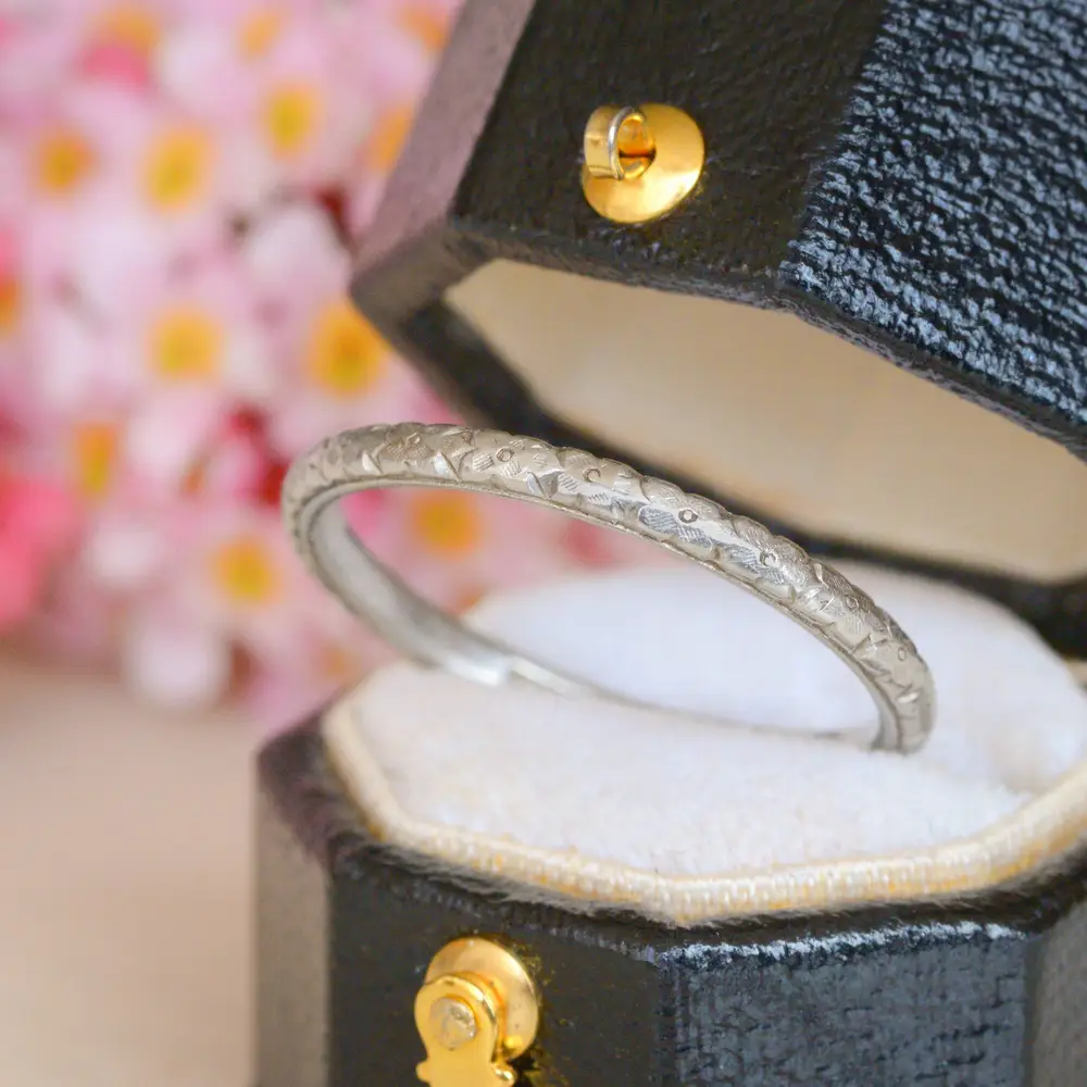Art Deco Orange Blossom Band Ring in Platinum