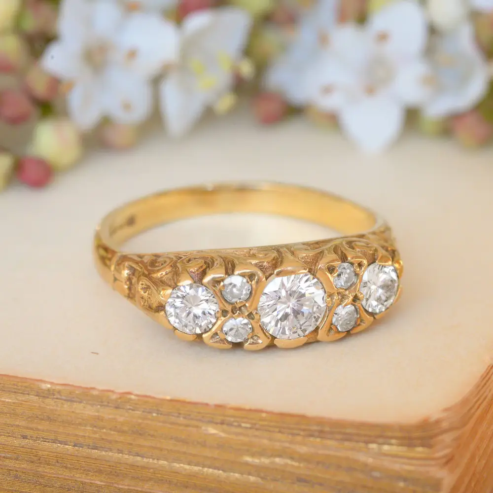 Vintage Diamond Half-Hoop Dress Ring in 9ct Yellow Gold