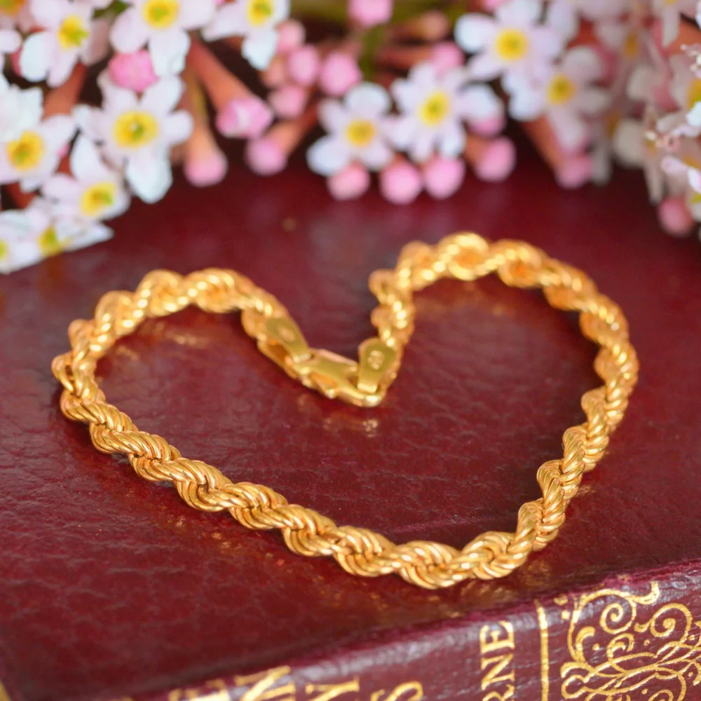 Vintage Italian Rope Link Bracelet in 9ct Yellow Gold