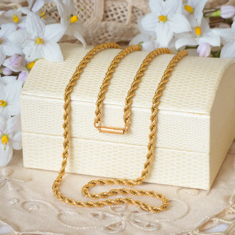 Antique Rope Chain Necklace in 9ct Gold