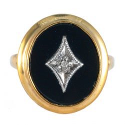Art Deco 10ct Gold, Onyx and Diamond Ring